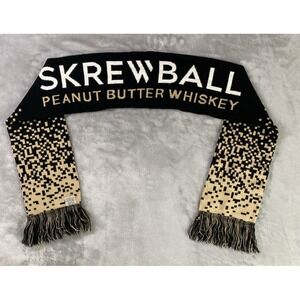 Skrewball Peanut Butter Whiskey Scarf Knit Fringe Mens Black Tan 60in Casual